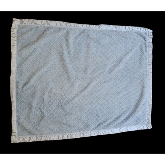 Sterling All Blue Baby Blanket Silky Satin Edge Diamond Pattern Solid Security - Picture 7 of 8